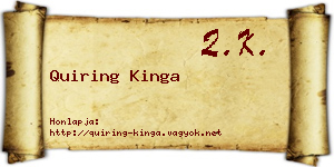 Quiring Kinga névjegykártya